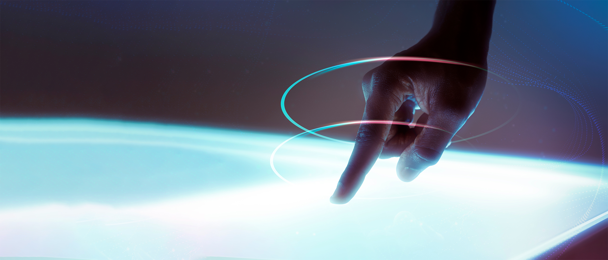 Hand touching virtual interface for digital communication