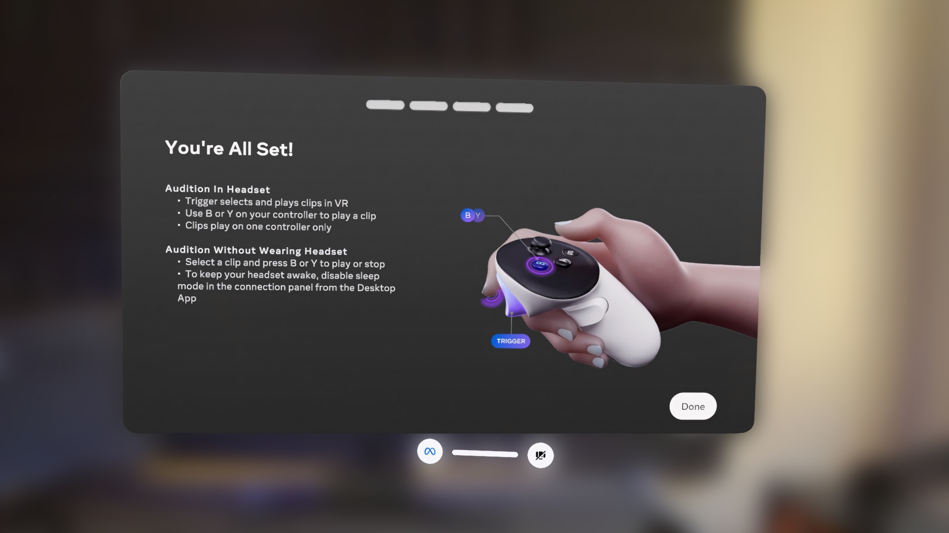 A success message in the Quest app indicating that it is now connected to the desktop Haptics Studio.
