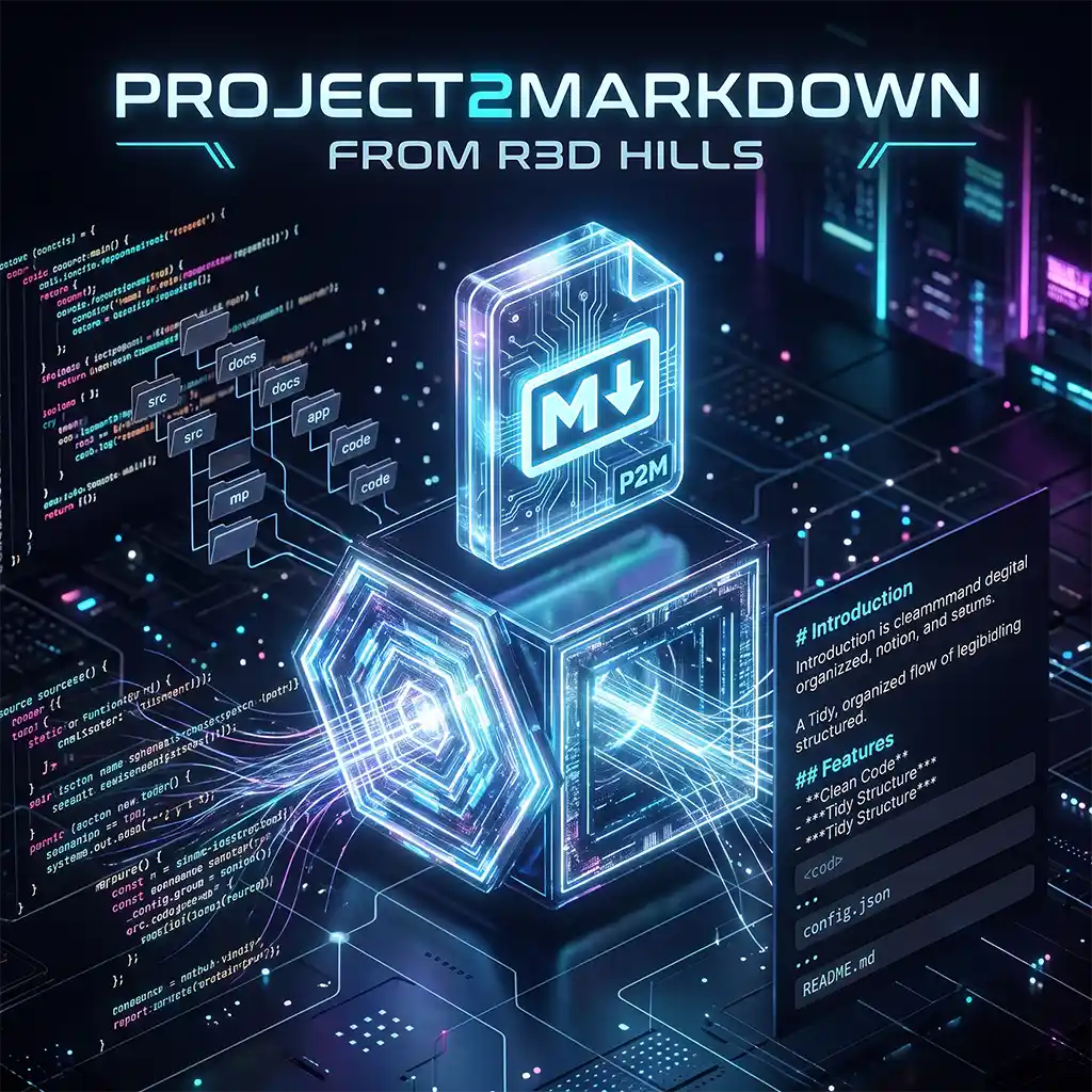 Project2Markdown open-source AI context generator tool diagram by R3D HILLS