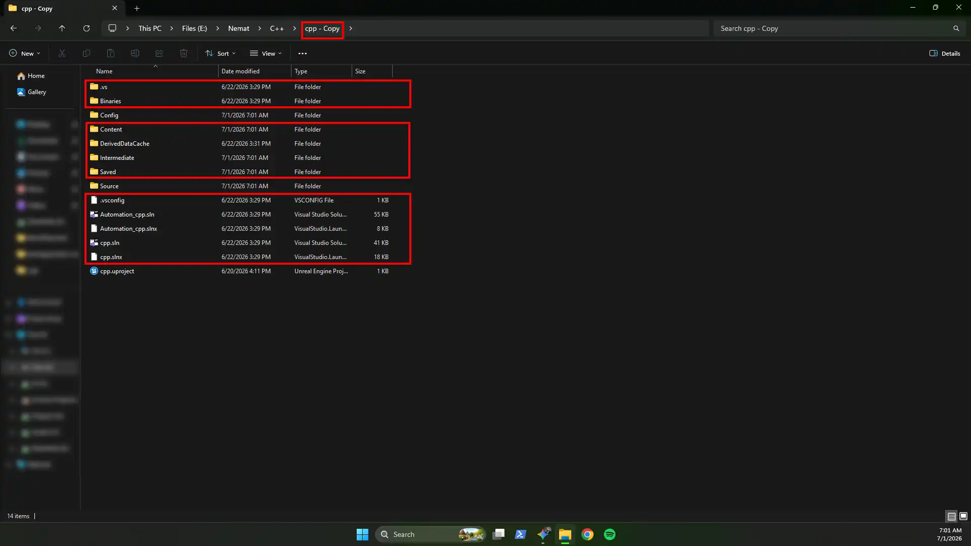 Wiping the Content folder inside the duplicated project