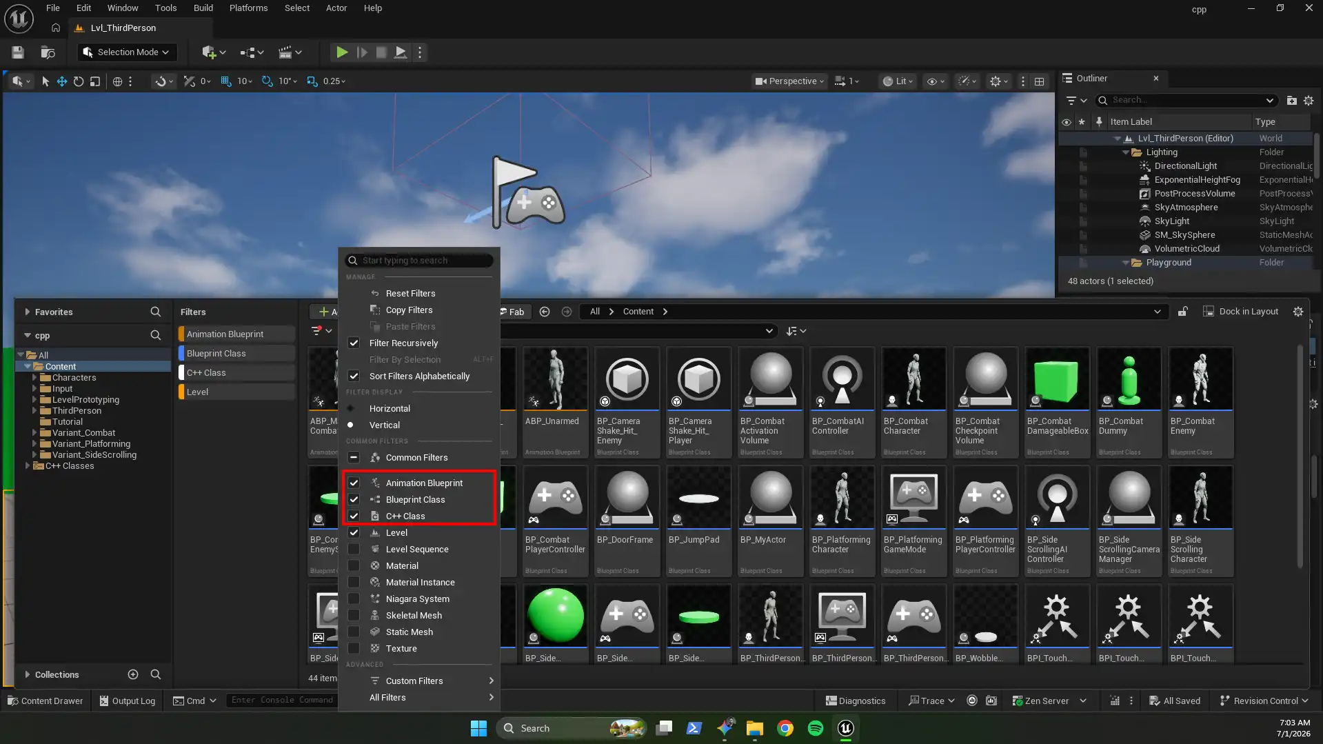 Filtering Blueprints and text-relevant assets