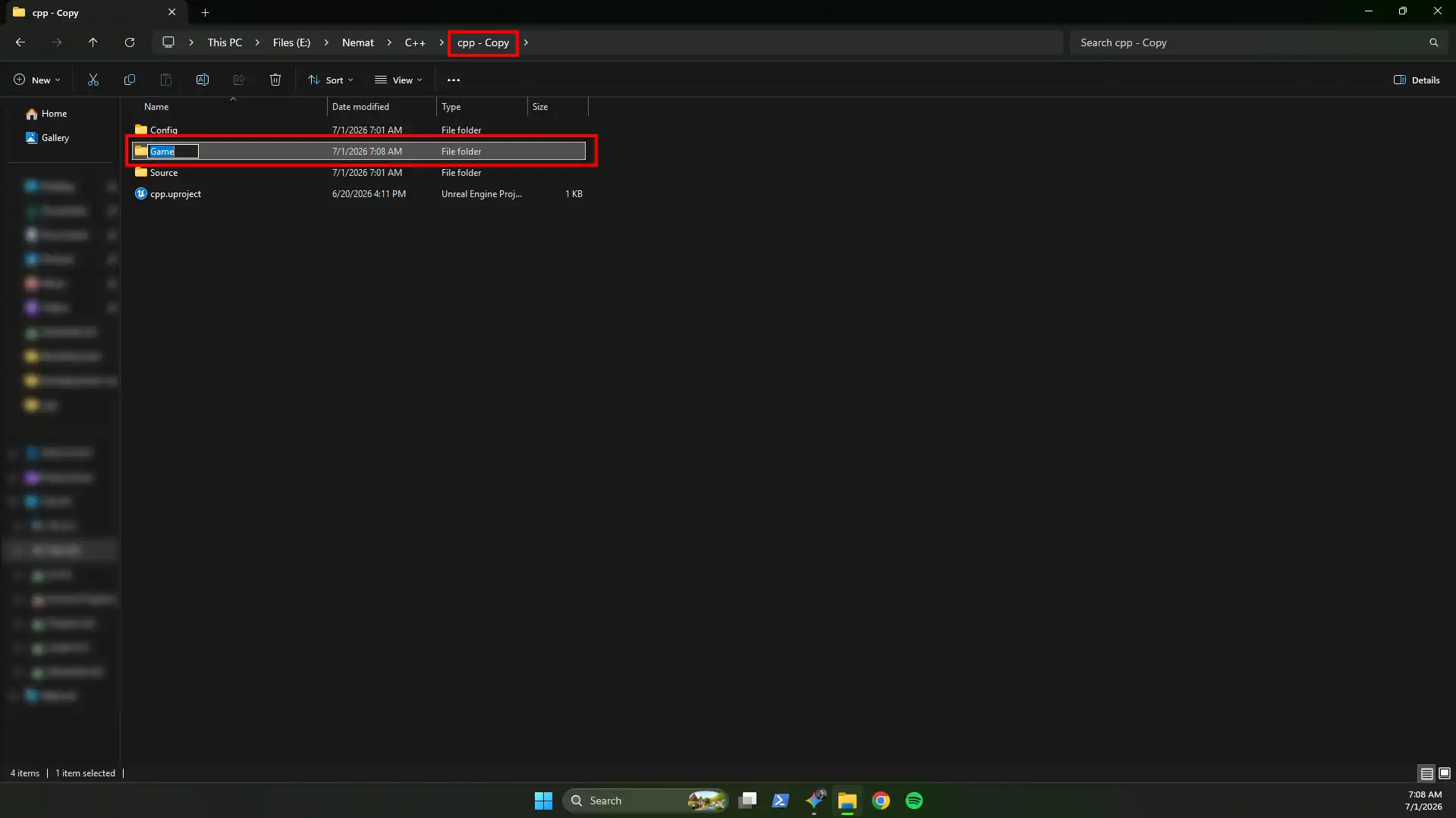 Renaming Game folder to Content